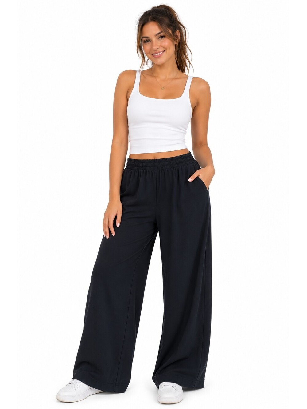Gap Women's Small Cotton Black Wide Leg Sweatpants Casual Lounge Cozy Athleisure - Picture 1 of 9